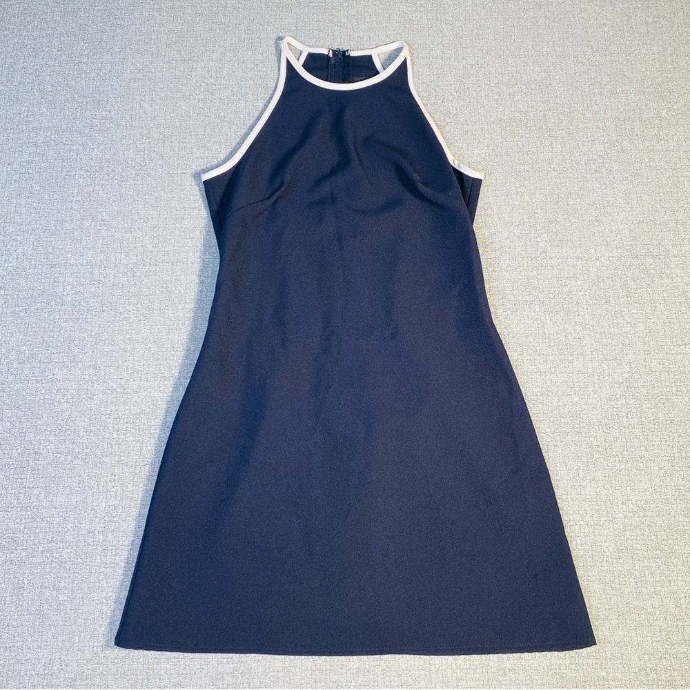 City Triangles Y2K Polyester Dress Women’s Size 3 Navy Blue White Sleeveless
